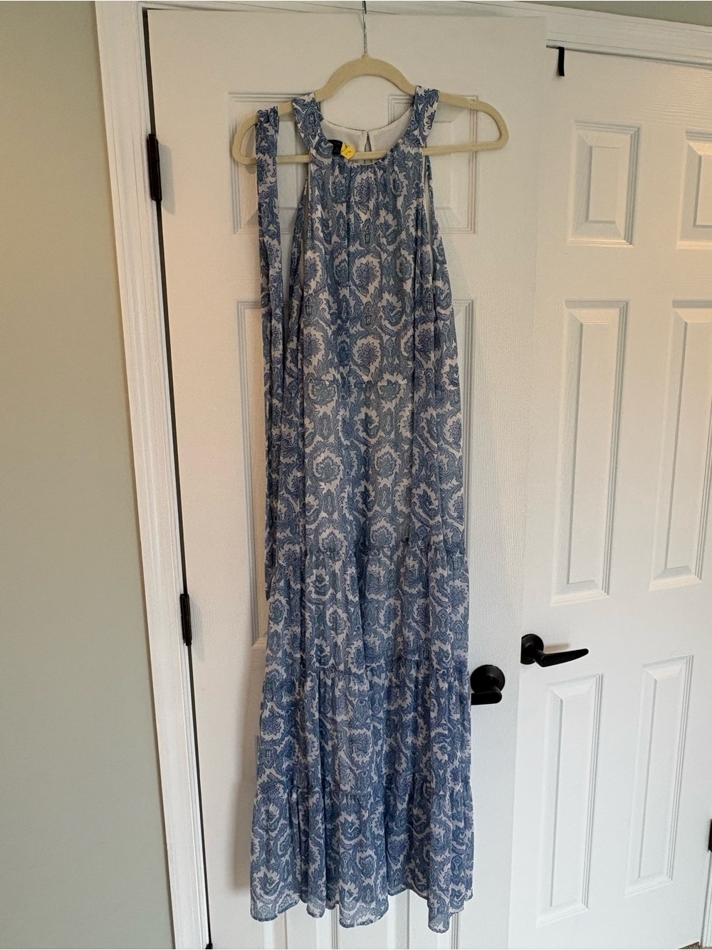 Talbots Blue Paisley Tiered Midi Dress - with waist sash
